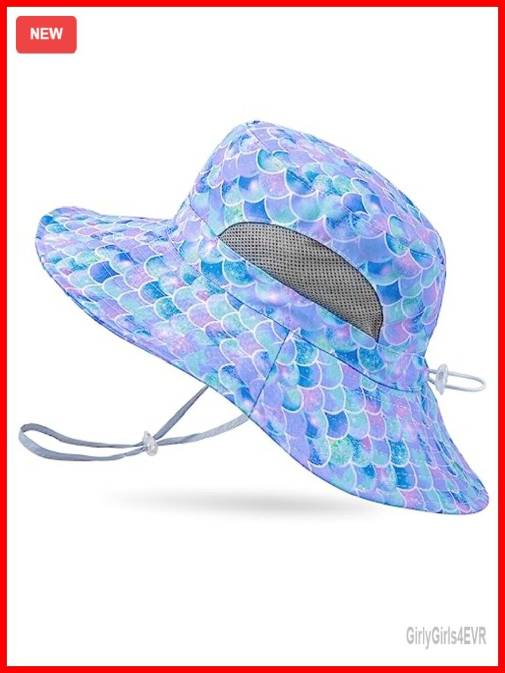 Kids Mesh Bucket Sun Hat with Chin String, UPF 50+ Foldable Fishing Hat